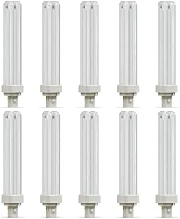 Crompton Lamps CFL (10 Pack) PLC 26W G24d-3 Double Turn D-Type 4000K Cool White Frosted 1716lm 2-Pin Energy Saving Push Fit Compact Fluorescent TC-D Compact-D Opal Multipack Light Bulbs
