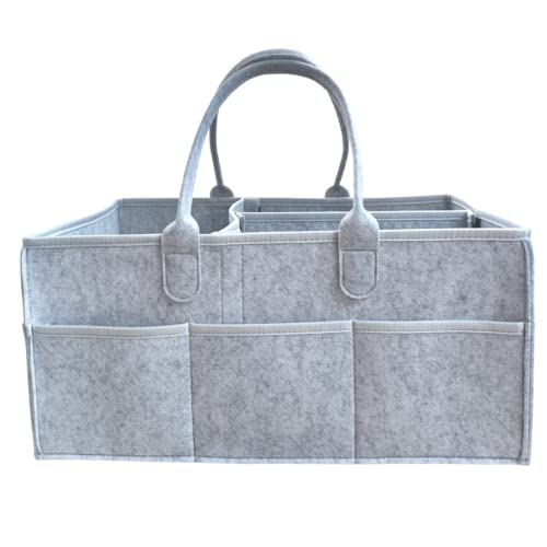 Image of TUZKO Large Baby Diaper Caddy Organizer, Boys Girls Nursery Storage Bin - Portable Tote Bag - Baby Changing Basket with Removable Compartments, for Newborn Nursery Decor, Baby Shower List, (20220802)