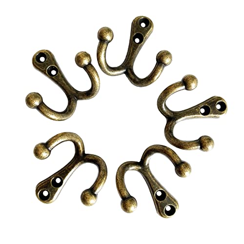 Mokife 5 Pack Coat Hooks Heavy Duty Vintage Double Wall Hook Strong Entrance Hangers For Hanging Clothes Jackets Robes Towels Hats Keys Bags Cups thumb #5