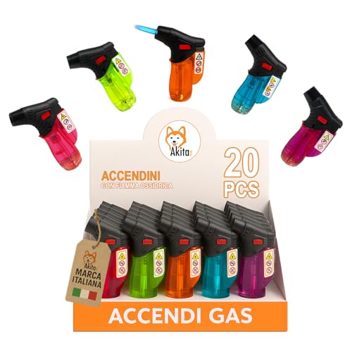Set 20 Accendigas Ricaricabili Antivento AkitaInk - Accendini da Tempesta a Fiamma Regolabile per Cucina, Campeggio e Barbecue, Ideali per Fornelli e Grill (Senza Gas Butano)