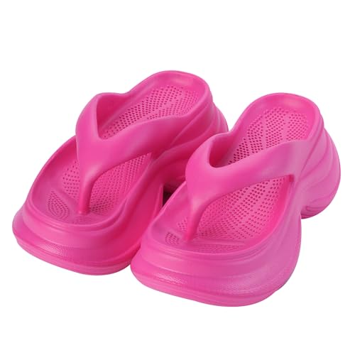 Harssidanzar Womens EVA Platform Flip Flops - Stylish & Comfy Slip - On Sandals HL231US,Rose,Size 7/8