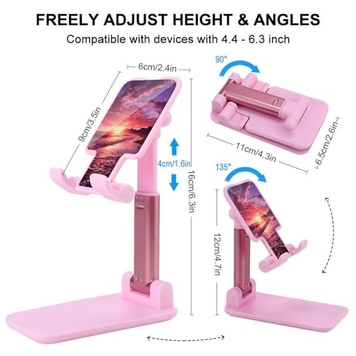 Support téléphone pliable bureau rose décor plage réglable universel - 2