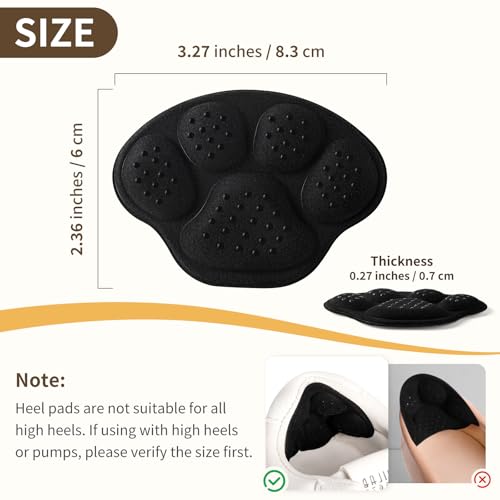 Image of 4 PRS 4D Cushioned Heel Grips - Pads for Big Shoes (Black) | 4D non-slip massage pads designed to prevent heel slipping and blisters. Premium inserts for loose shoes too big.