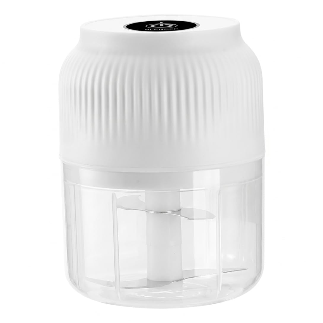 Tsawntd White Electric Garlic Chopper, Wireless 4-Blade Garlic Mincer & Nut Chopper, 300Ml Mini Kitchen Food Processor - Nut