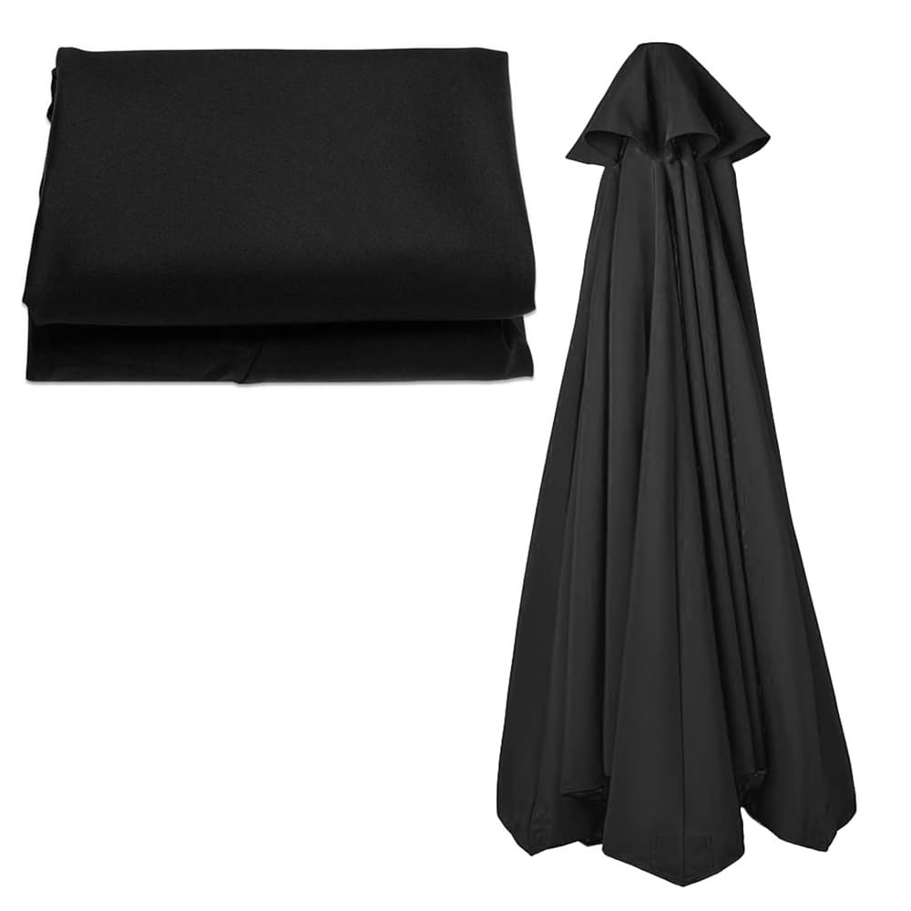 Telo Di Ricambio Per Ombrellone KADEUX 270/300 Cm - Copertura In Poliestere Per Giardino E Spiaggia - Adatta A Strutture Da 6/8 Stecche (Nero, 300 Cm)