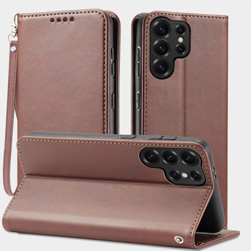Étui compatible avec Samsung Galaxy A71 4G rabat magnétique marron