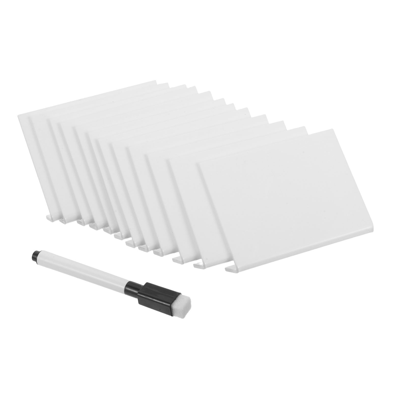 Panneau ardoise noir réutilisable en acrylique blanc pour table - Lot de 12 pièces