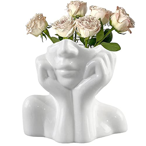 Rianpesn Corpo Vasi | Vaso Viso in Ceramica a Forma di Donna | Testa Artistica Unica, Ornamenti Bohémien per Decorazioni Femministe per la Casa