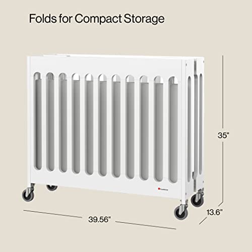 Foundations Boutique Compact Folding Crib, Modern, Contemporary, Mini Crib For Guest Rooms, Vacation Homes, And Small Nurseries, Available In 5 Finishes, Mattress Included (White) #TOP4