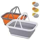 2 Pack Collapsible Sink with 2.25 Gal / 8.5L Each Wash Basin for Washing Dishes, Camping, Hiking and Home