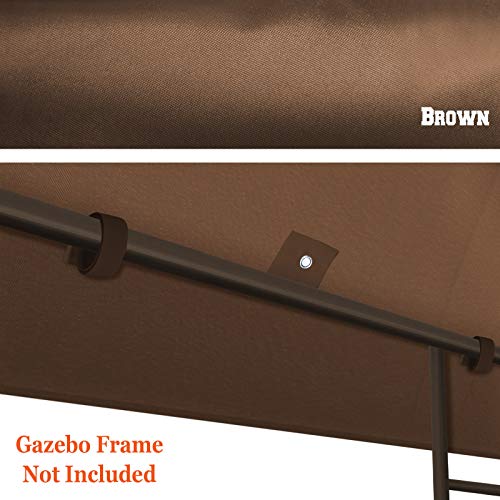 BenefitUSA 10x10 FT Gazebo Canopy Replacement Top Double Tiered Canopy Top Cover (Brown)