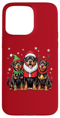Rottweiler Cani Natale Divertente Babbo Natale Renna Elfo Custodia per iPhone 15 Pro Max