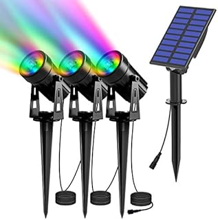 T-SUN Solar Landscape Spotlights, 3 in 1 Solar Powered Spot Lights, IP65 Waterproof Garden Lawn Lights, Adjustable Outdoor Wall Lights, 2 Modes Decorative Garden Spike Light, for Patio Yard Pathway.