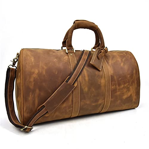 Men's Big Capacity Leather Travel Bag Durable Leather Travel Duffel Real Leather Large Shoulder Weekend Bag2