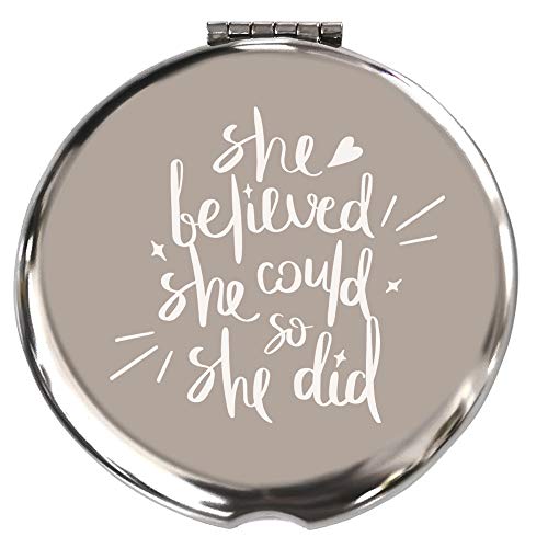 Inspirational Gifts For Women Compact Mirror Motivational Encouragement Gifts For Women Boss Lady Teen Girl Best Friends Graduation Birthday Christmas She Believed She Could So She Did Makeup Mirror #TOP12