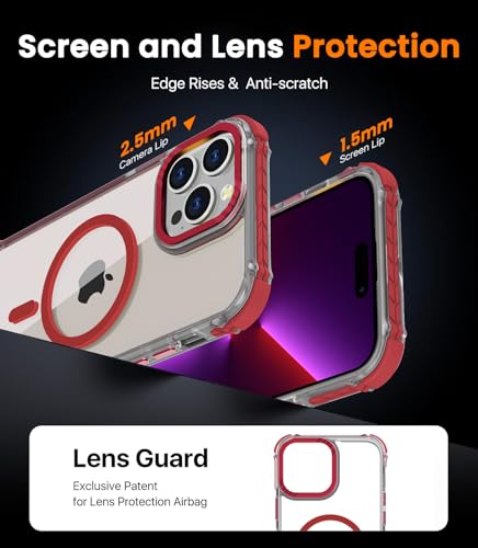Coque iPhone 15 Pro rouge transparent compatible Magsafe de protection antichoc DEERLAMN - 7