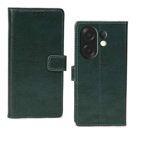 Image of amazon basics Vivo X200T 5G Flip Cover | Card Pockets Wallet & Stand | Flip Cover for Vivo X200T 5G (Green)