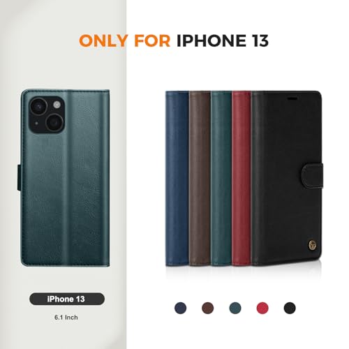 Étui de protection en cuir de qualité supérieure pour iPhone 13 Sarcelle