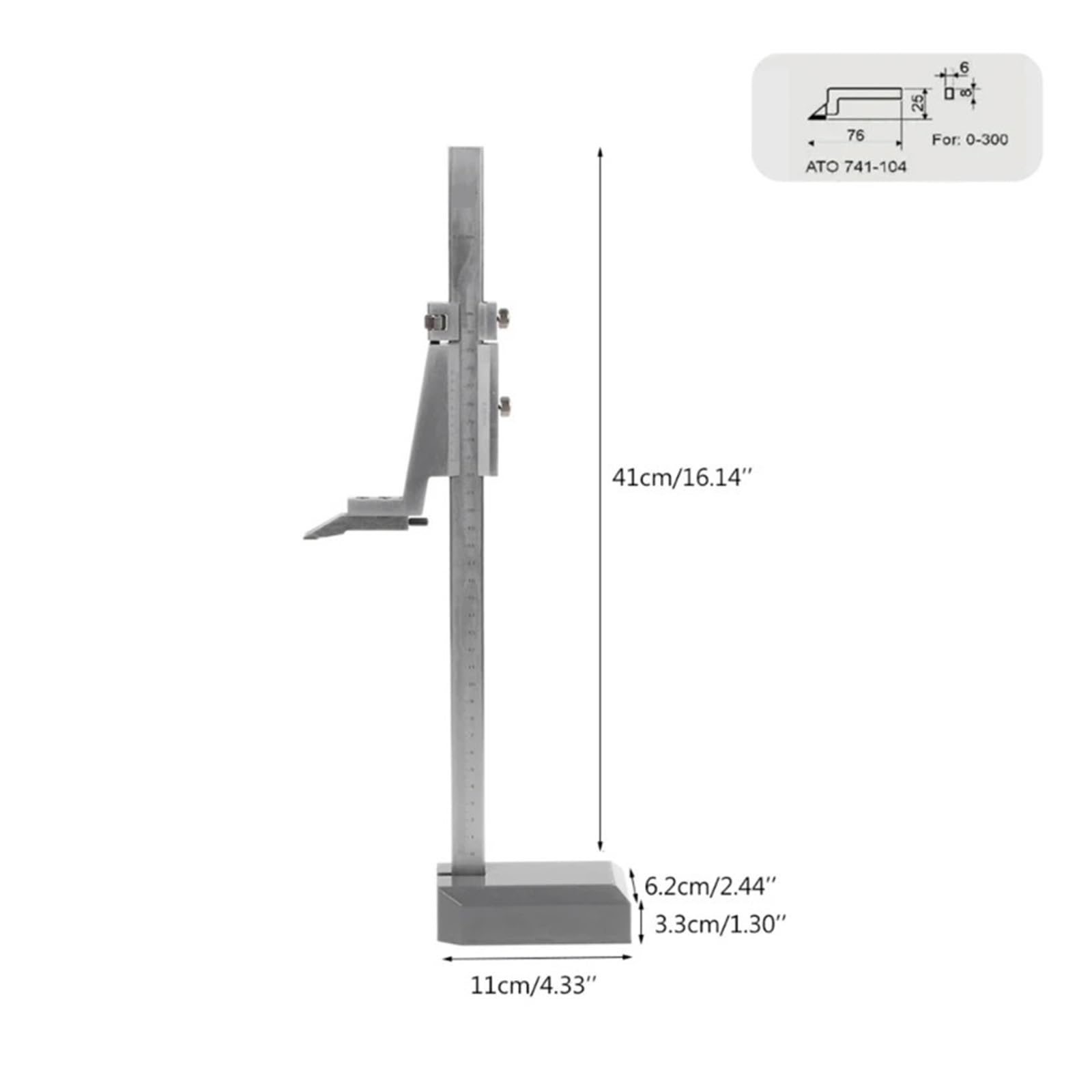 Medidor de Altura Calibradores Vernier de Altura, calibrador Vernier de Acero Inoxidable con Soporte de 0-300mm, Regla de Marcado de Mesa de carpintería, 1 ud.