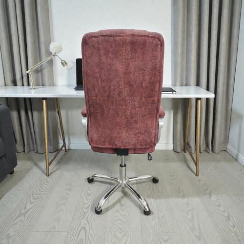 Image of Ergonomic Ortho-Support High Back Executive Office Chair, Beige PU Leather, Quilted Design, Adjustable Height, Padded Armrests, 360 Swivel with Wheels for All Day Comfort (Burgundy)