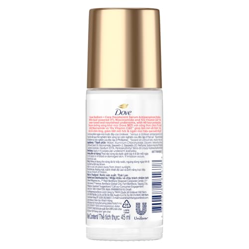 Image of Dove Radiant+Care Deodorant Serum with 3% Niacinamide & 10X Vitamin C&E, Helps Even Tone and Reduce Dark Marks for Smooth Underarms | 45 ml