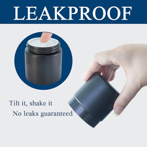 4Oz Small Glass Jars with Lids, 3Pack Lotion Container, Cosmetic Containers, Little Travel Jars for Creams with Mini Spoon (Matte Black)3