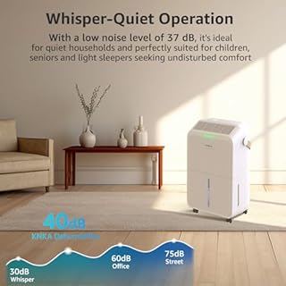 Dehumidifier for Basement with Drain Hose Max 34 Pints, KNKA 2000 Sq.Ft Dehumidifiers for Home, Large Room, Bathroom, Three Operation Modes, Intelligent Humidity Control, Dry Clothes, 24HR Timer