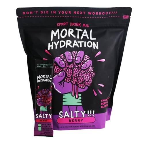 Mortal Hydration Bold Electrolyte Drink Mix | Adjustable Sodium 450920mg | Clean Low-Carb Hydration for Cycling Running Endurance Training & Everyday Hydration | 25 Servings | Salty Berry