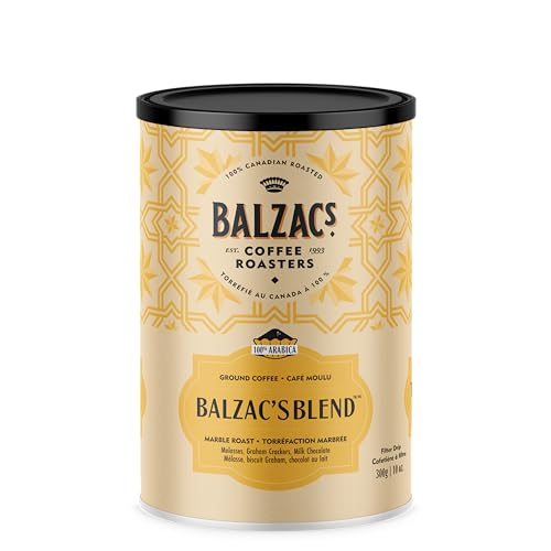 Balzacβs Coffee Roasters - Balzacβs Blend | Ground (for Filter Only) 100% Arabica Whole Bean Coffee | Filter Drip | Marble (Dark) Roast | Bold, Rounded, and Generous β A Gutsy Cup | 300G, 10OZ.