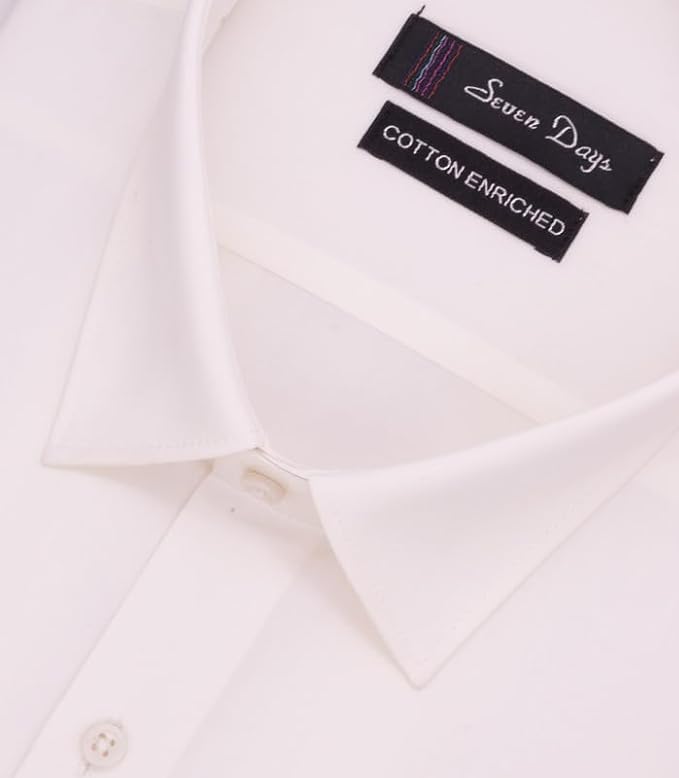Image of 7-DAYS Men's Premium Formal Shirt - Cotton Rich, Regular Fit, Full Sleeve, with Pocket, Durable & Easy Care - Perfect for Office & Everyday Wear