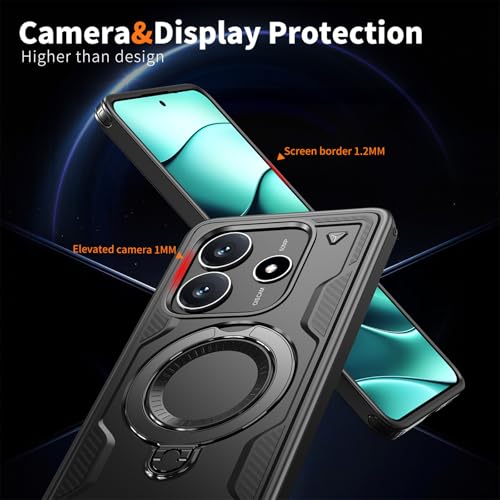 Coque magnétique pour Xiaomi Redmi Note 14 5G avec support intégré noir