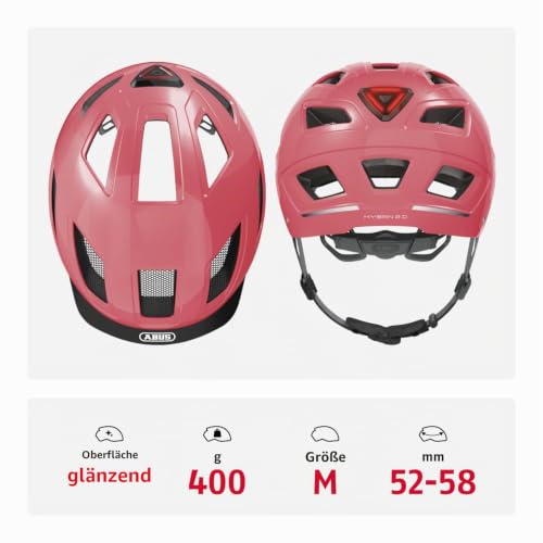ABUS HYBAN 2.0 Fahrradhelm, Rot (Living Coral), M – Ansicht 3