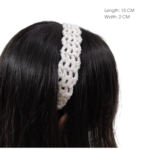 Image of SHRIVYAA Handmade Crochet Tie Hair Band for Women & Girls, Soft Cotton Hairband, Adjustable Tie Style, 15 CM Length, 2 CM Width (White)