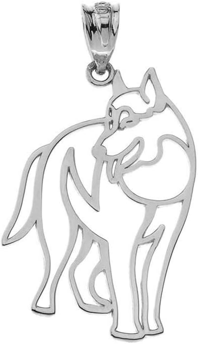 Animal Kingdom Fine Sterling Silver Wolf Outline Charm Pendant Necklace