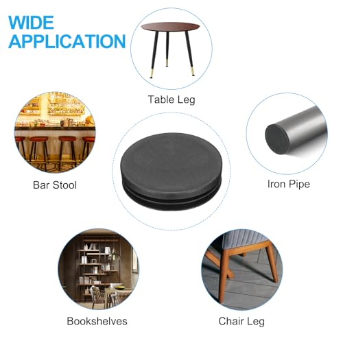 Image of PATIKIL 2-3 /8 inch Plastic Tubing End Caps, 12Pcs Round Hole Plug Insert for Round Iron Pipe Chair Leg Table Bookshelves Patio Furniture, Black