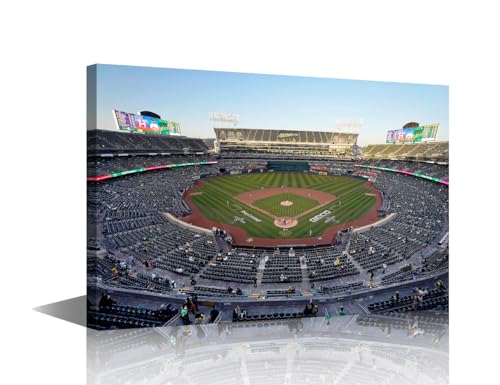 TUMOVO USA Sports Stadium Canvas Painting O.Co Arena House Decoration Baseball Field Skyline Wall Art 1 Panel Home Decor for Living Room Bedroom Poster Pictures Modern Office Wall Décor (36x24in)