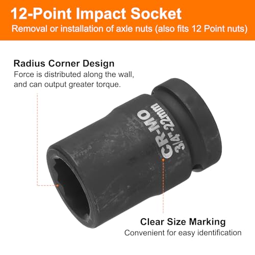 Douille à choc 12 points uxcell de 22 mm de qualité supérieure