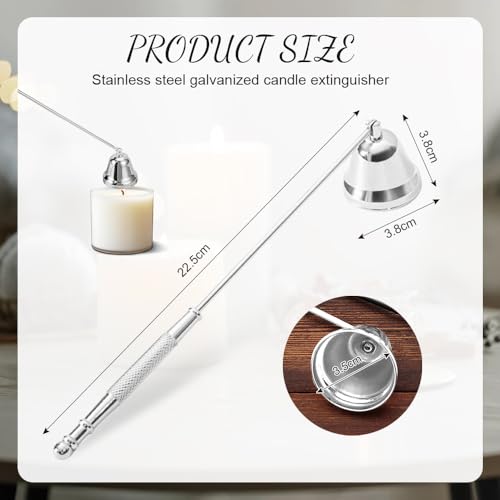 YZROHYI Kerzenlöscher Edelstahl Kerzen Löschen,Kerzenauslöscher Metall,Candle Extinguisher,Dochtlöscher Mit Langem Griff,Löschglocke Kerzenglocke,Kerzenzubehör Kerzenwerkzeug für Die Meisten Kerzen