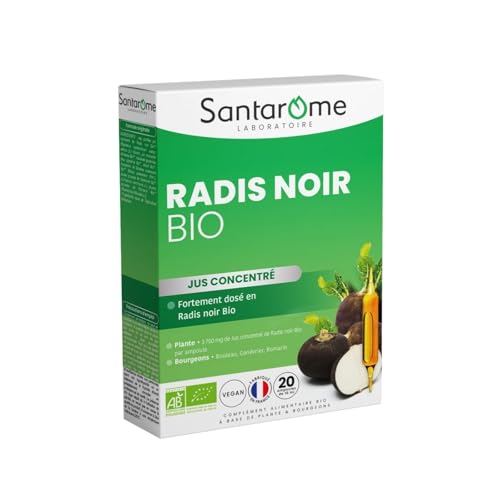 Santarome Bio - Radis Noir Bio | Complément Alimentaire Foie et Digestion | Ballonnements, Digestion Difficile - Plantes Bio - Radis Noir, Bourgeons Frais |...