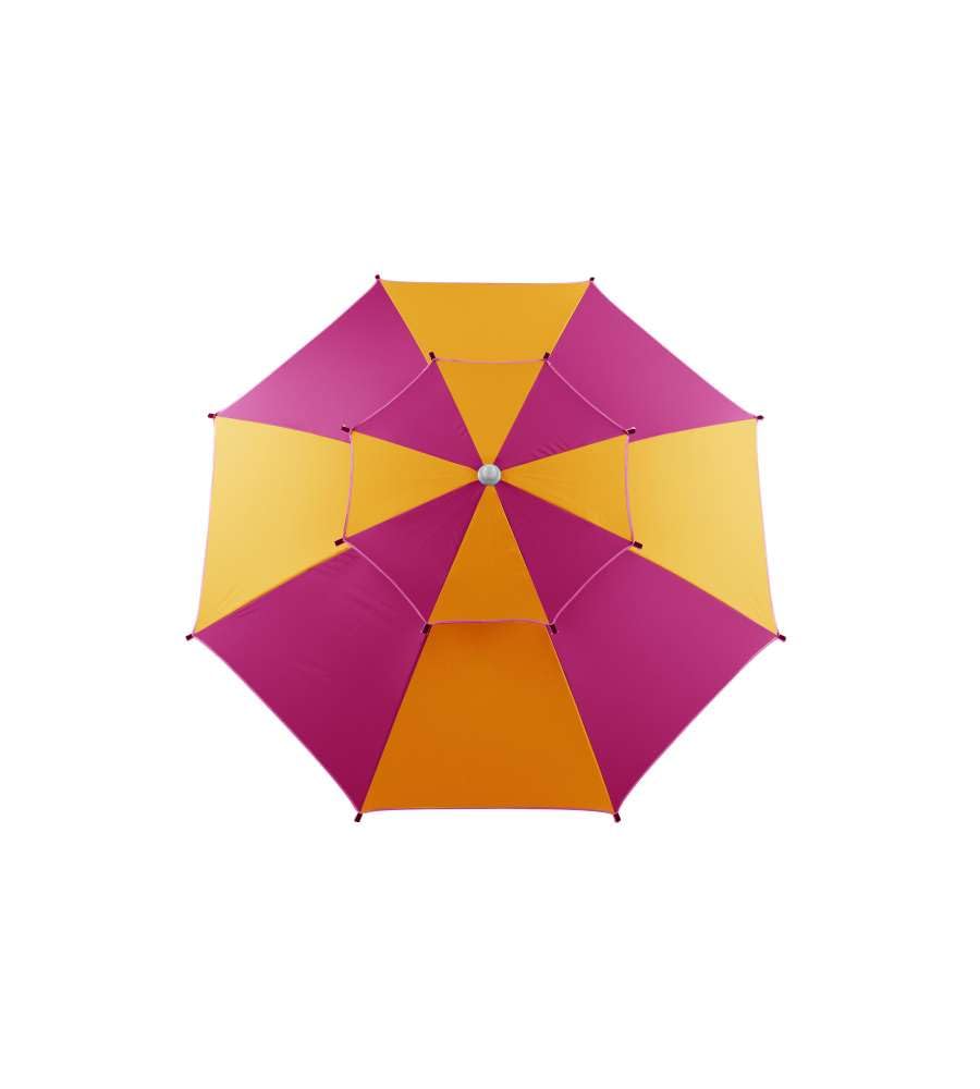 Ombrellone da Spiaggia Antivento, 240 cm, Fucsia-Arancio, Protezione UV50+, Doppio Tetto in Poliestere