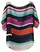 Vobaga Women's Short Bat Sleeve Striped Hit Colors Chiffon T Shirt Tops Blouse M