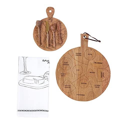 Mud Pie Charcuterie Gift Set | Includes Detailed Charcuterie Board, Serving Tools And Hand Towel #TOP2