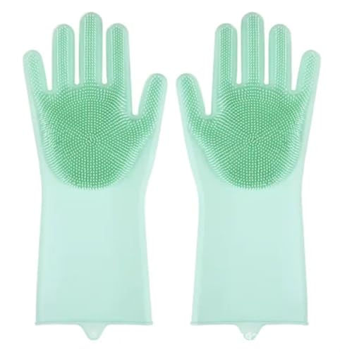 Guantes Limpieza 2 pares de guantes de limpieza reutilizables, guantes de silicona for lavar platos, guantes for fregar platos resistentes al calor, guantes de limpieza for lavar platos(Green)