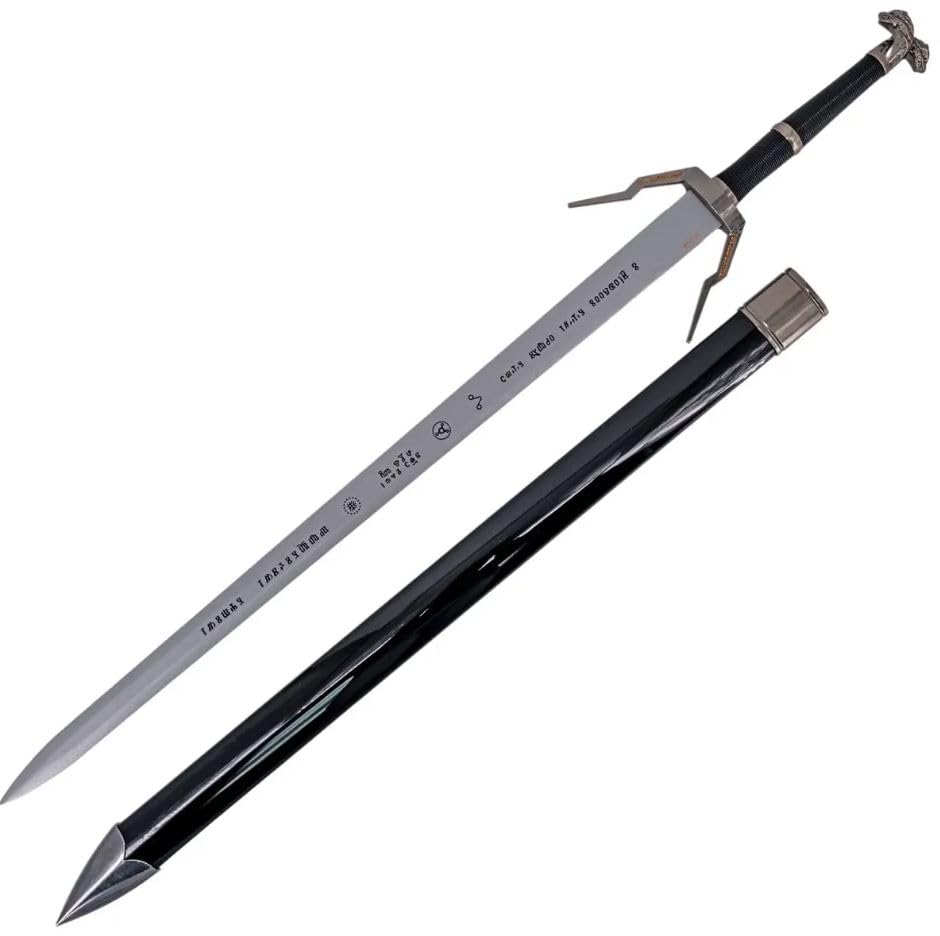 AMONT | Espada de Plata de Geralt de Rivia Decorativa El Brujo | Réplica No Oficial Sin Filo de Bambú para Exhibición Coleccionista | EYM