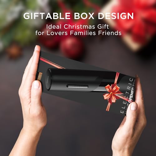 Image of Electric Wine Opener Set - BABONIR Automatic Electronic Bottle Openers with Greeting Card, Vacuum Stoppers, Wine Aerator, and Foil Cutter, Ideal Present for Wine Lovers, Party, and Home Entertaining