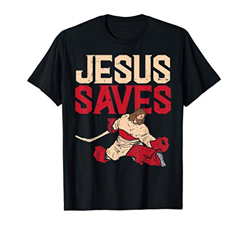 Jesus Saves Ice Hockey Goalie Sport Religious Christian Gift Camiseta