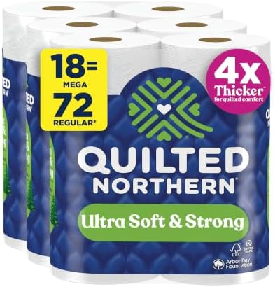 Quilted Northern Ultra Soft & Strong Toilet Paper, 18 Mega Rolls = 72 Regular Rolls, 5X Stronger*, Premium Soft Toilet Tissue