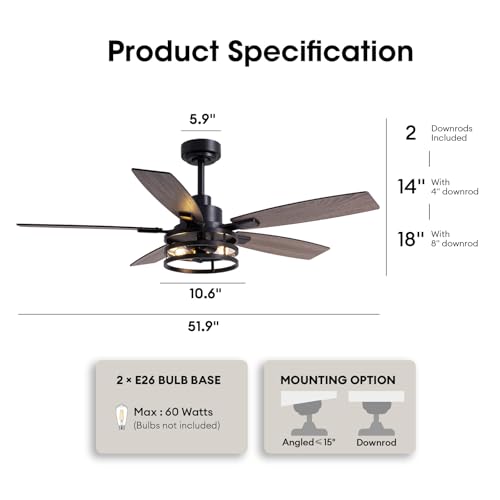 52-Inch-Ceiling-Fans-with-Lights-and-Remote-Control-Farmhouse-Ceiling-Fan-for-Bedroom-Living-Room-and-Patio-Black-Caged-Ceiling-Fan-for-Indoor-and-Outdoor 52 Inch Ceiling Fans with Lights and Remote Control Farmhouse Ceiling Fan for Bedroom Living Room and Patio Black Caged Ceiling Fan for Indoor and Outdoor