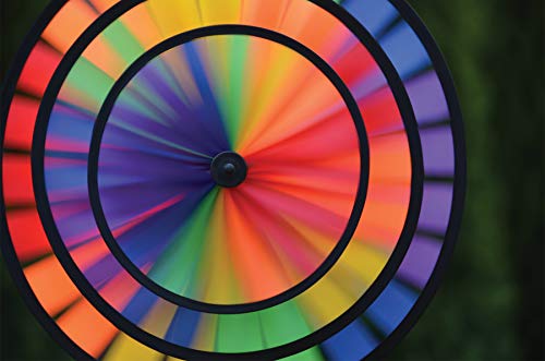 In The Breeze Rainbow Triple Wheel Spinner- Ground Stake Included - Colorful Wind Spinner For Your Yard And Garden #TOP2