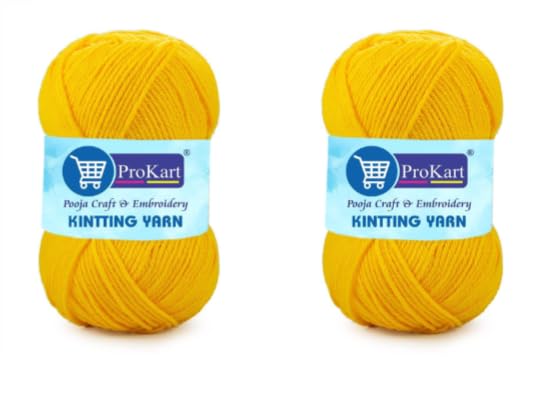 Image of ProKart Premium Woolen 4 ply Hand Knitting Wool Yarn | Fine Weight Knitted and Crocheted Soft Yarn for Sweater, Scarf, Hat, Baby Clothes, Baby Sports, Purse, Gift Bags & DIY Craft Accessories Projects (1 Ball /100 Gram Each) (Yellow Mango, 100gms x 2 Pack)